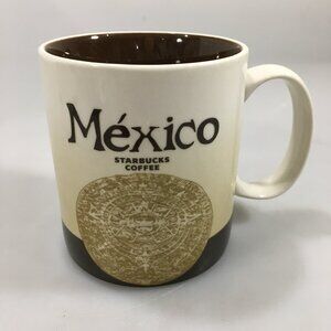 Starbucks Mexico Global Icon 2016 Brown Aztec Calendar Coffee Mug Cup 16 oz